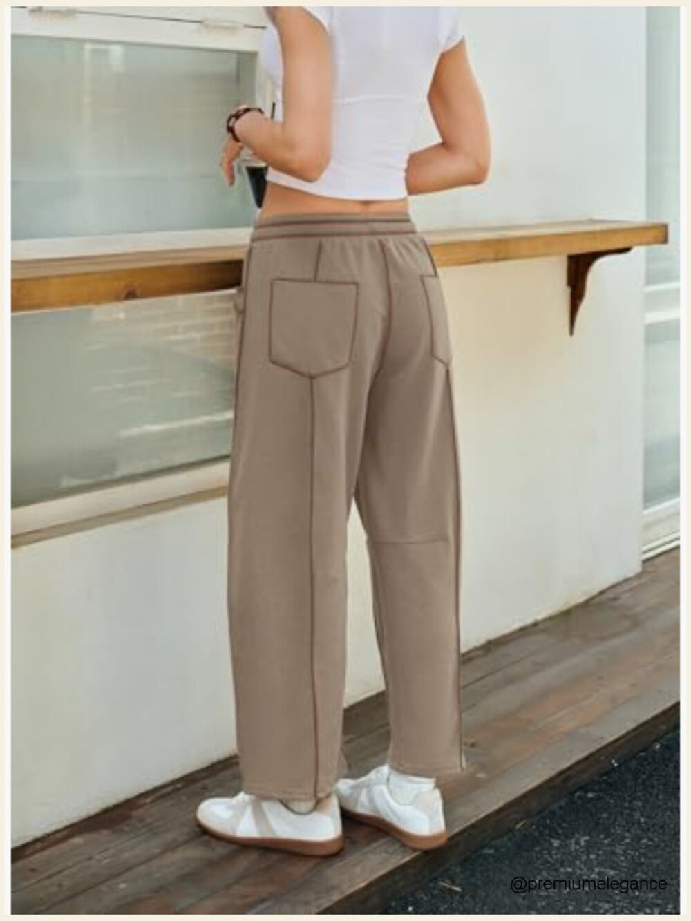 Baggy Wide Leg Palazzo Pants Mid Rise Elastic Waist - Picture 5 of 7